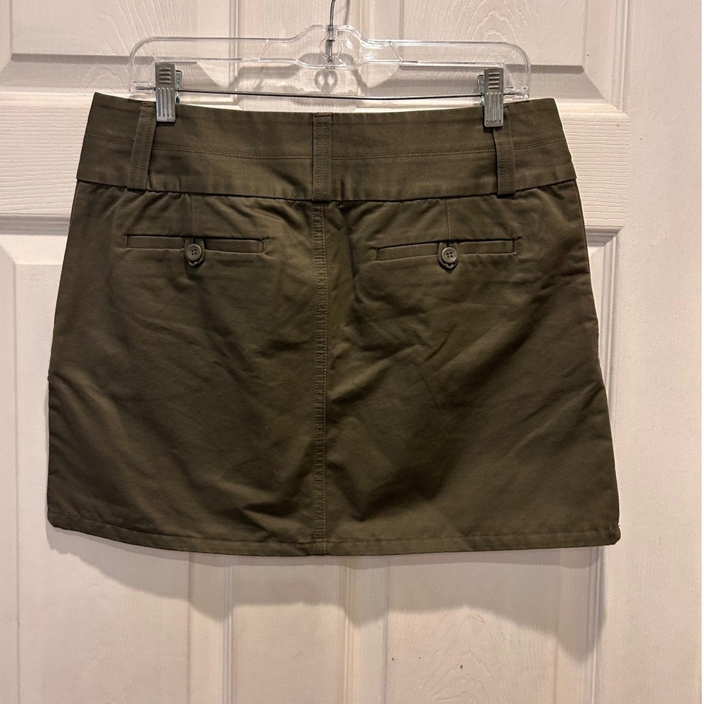 VTG Old Navy Women Olive Green Cotton Twill Utility Mini Skirt Size 8 Safari Y2k - Picture 4 of 6